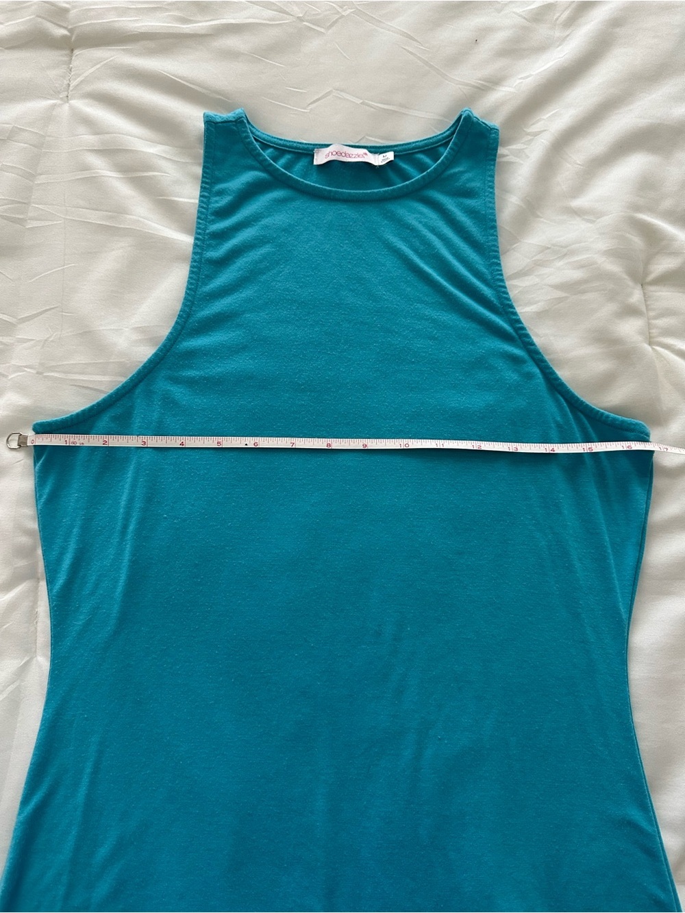 Sleeveless Teal Maxi Dress - Fitted Tank Style - Picture 7 of 7